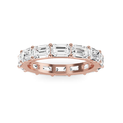 Teresa Emerald cut lab grown diamond Shared Prong Eternity band Rose Gold ring for women - elegant and sustainable jewelry by Wenoor