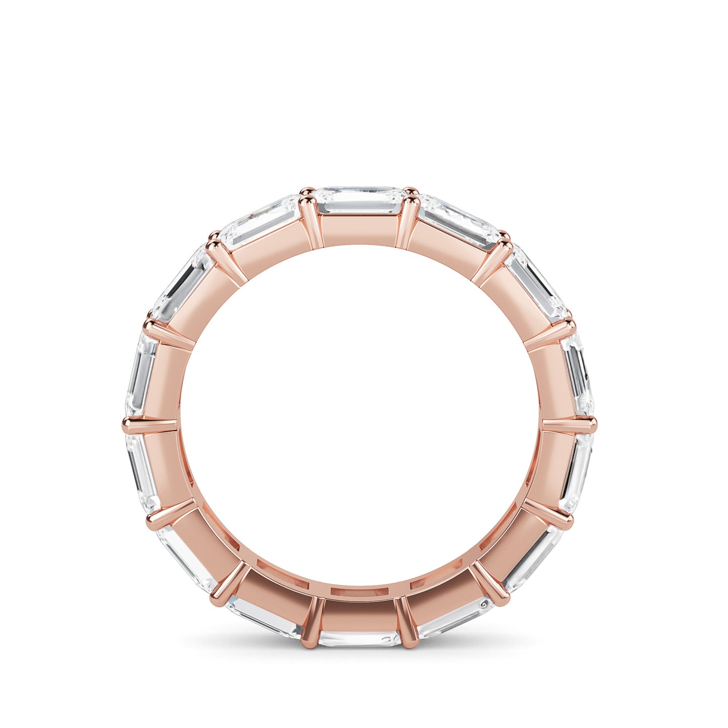 Teresa Emerald cut lab grown diamond Shared Prong Eternity band Rose Gold ring for women - elegant and sustainable jewelry by Wenoor
