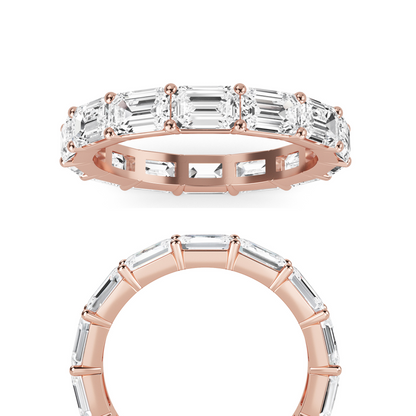 Teresa Emerald cut lab grown diamond Shared Prong Eternity band Rose Gold ring for women - elegant and sustainable jewelry by Wenoor