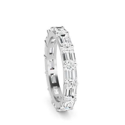 Teresa Emerald cut lab grown diamond Shared Prong Eternity band White Gold ring for women - elegant and sustainable jewelry by Wenoor
