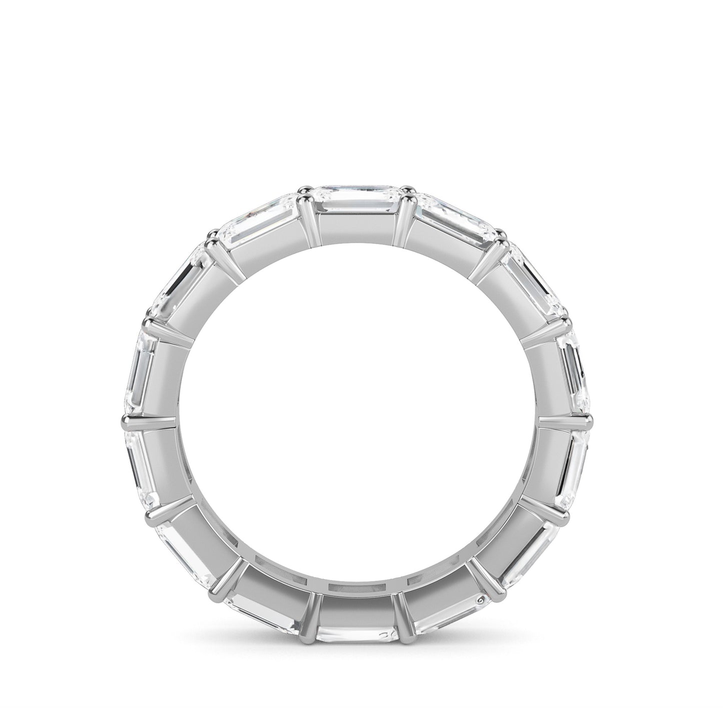 Teresa Emerald cut lab grown diamond Shared Prong Eternity band White Gold ring for women - elegant and sustainable jewelry by Wenoor