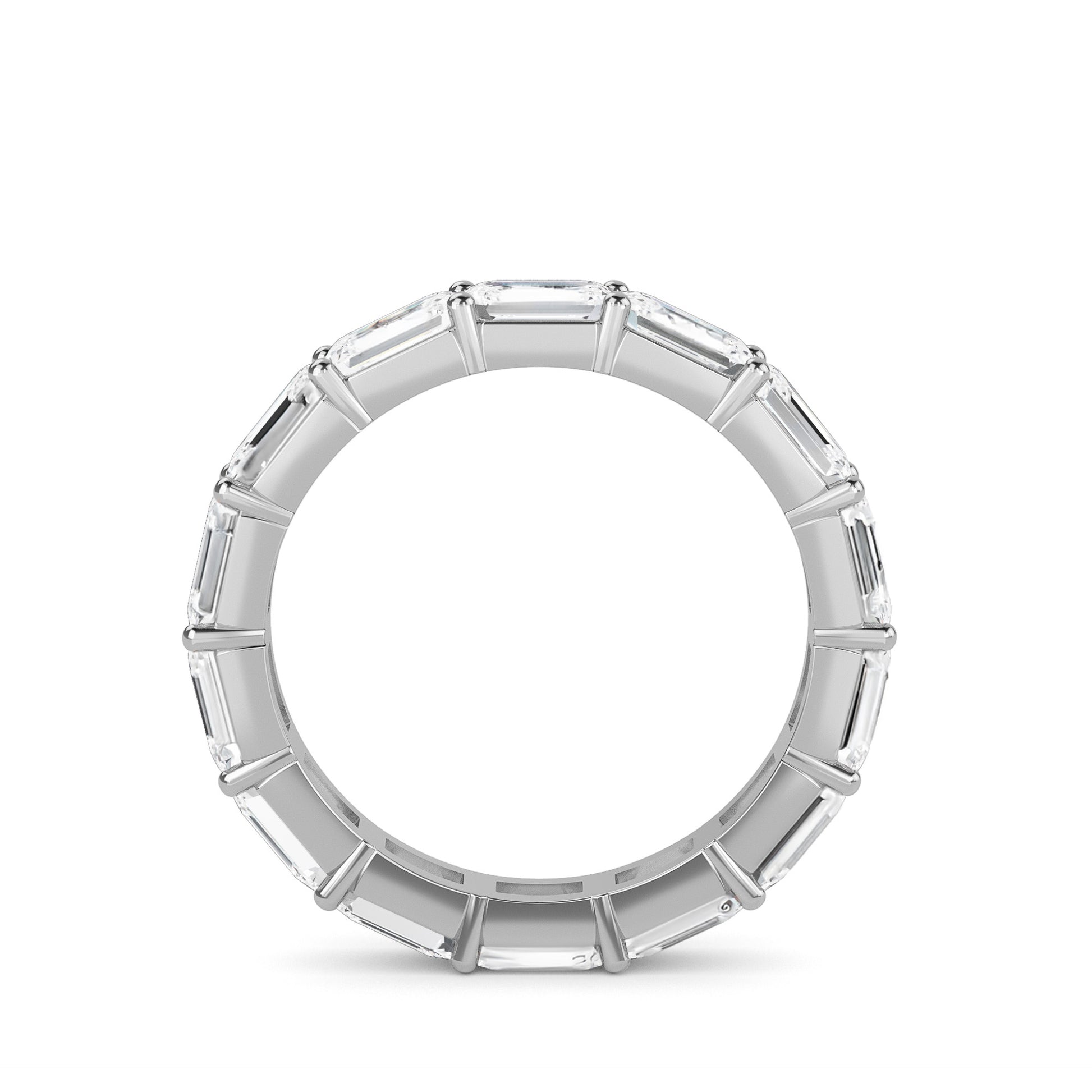 Teresa Emerald cut lab grown diamond Shared Prong Eternity band White Gold ring for women - elegant and sustainable jewelry by Wenoor