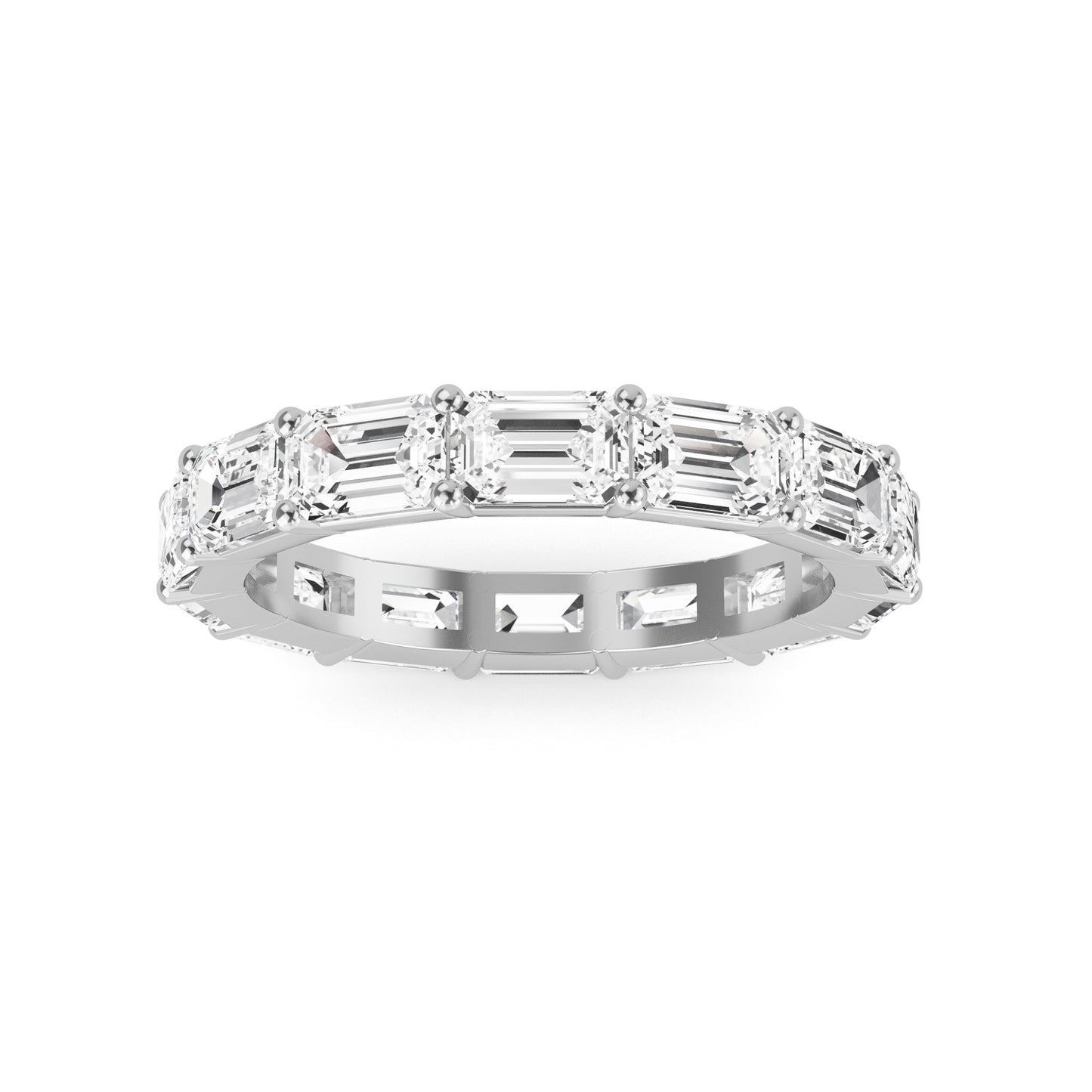 Teresa Emerald cut lab grown diamond Shared Prong Eternity band White Gold ring for women - elegant and sustainable jewelry by Wenoor