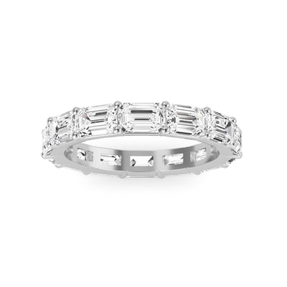 Teresa Emerald cut lab grown diamond Shared Prong Eternity band White Gold ring for women - elegant and sustainable jewelry by Wenoor