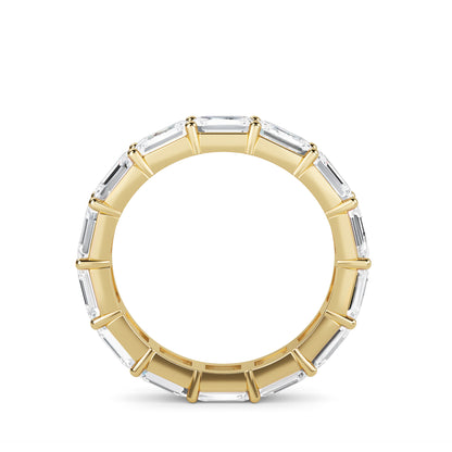 Teresa Emerald cut lab grown diamond Shared Prong Eternity band Yellow Gold ring for women - elegant and sustainable jewelry by Wenoor