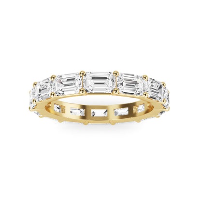Teresa Emerald cut lab grown diamond Shared Prong Eternity band Yellow Gold ring for women - elegant and sustainable jewelry by Wenoor