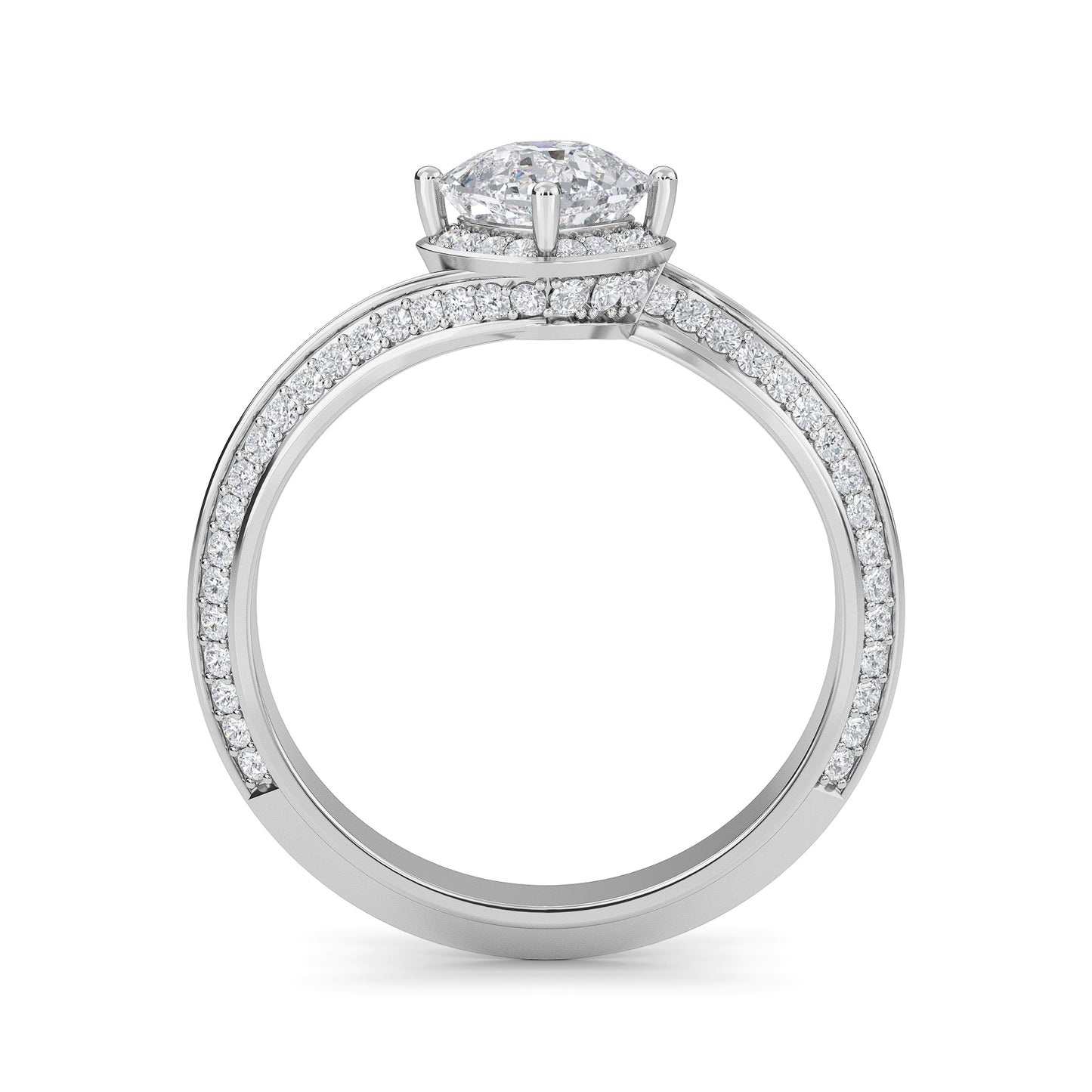 Cushion cut lab grown diamond engagement ring in 10k,14k,18k white gold with brilliant faceting and four prong solitaire setting