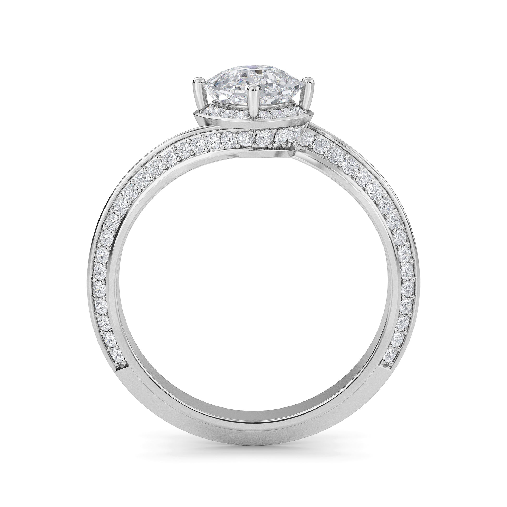 Cushion cut lab grown diamond engagement ring in 10k,14k,18k white gold with brilliant faceting and four prong solitaire setting