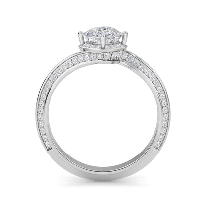 Cushion cut lab grown diamond engagement ring in 10k,14k,18k white gold with brilliant faceting and four prong solitaire setting