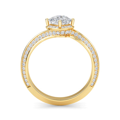Cushion cut lab grown diamond engagement ring in 10k,14k,18k yellow gold with brilliant faceting and four-prong solitaire setting