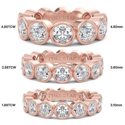 Azari Bezel Eternity Band Rose Gold Ring with Round Brilliant Cut Lab-Grown Diamond — Elegant Diamond Ring for Women