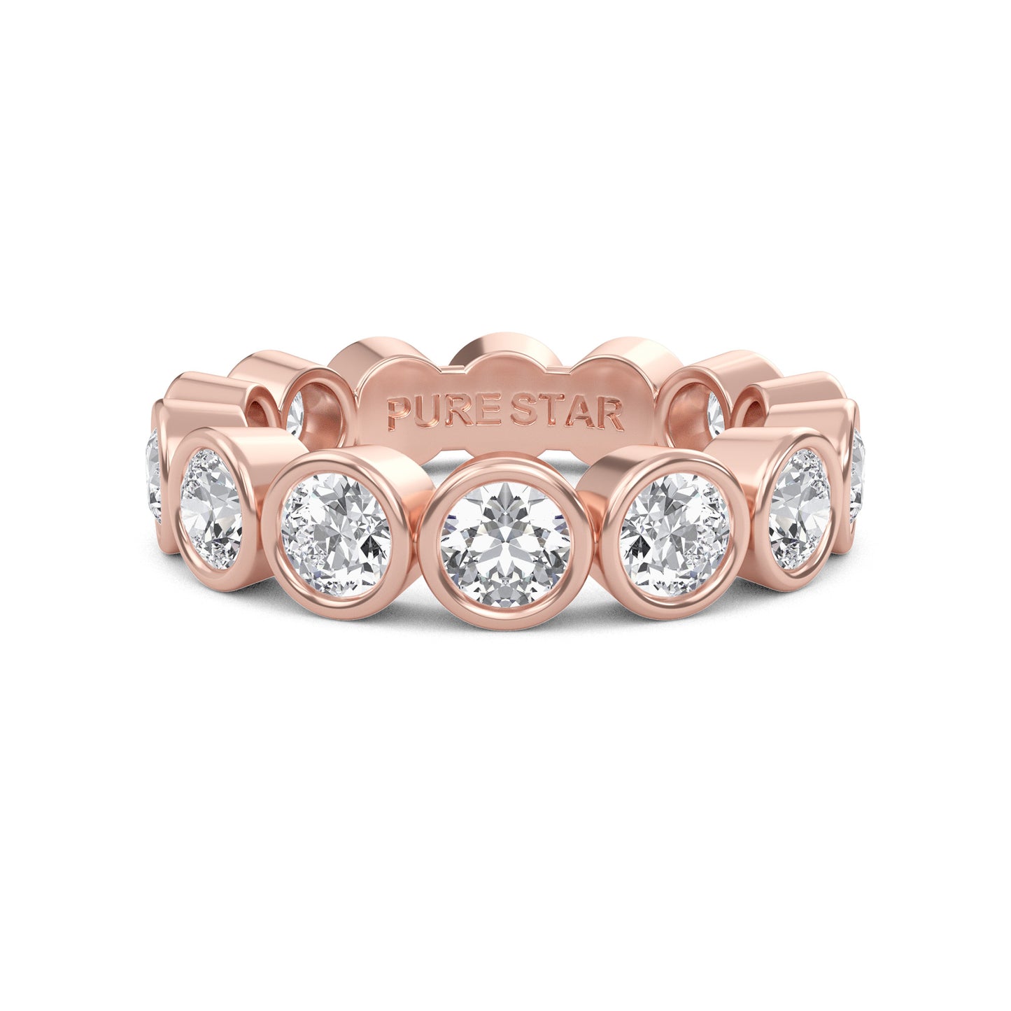 Azari Bezel Eternity Band Rose Gold Ring with Round Brilliant Cut Lab-Grown Diamond — Elegant Diamond Ring for Women