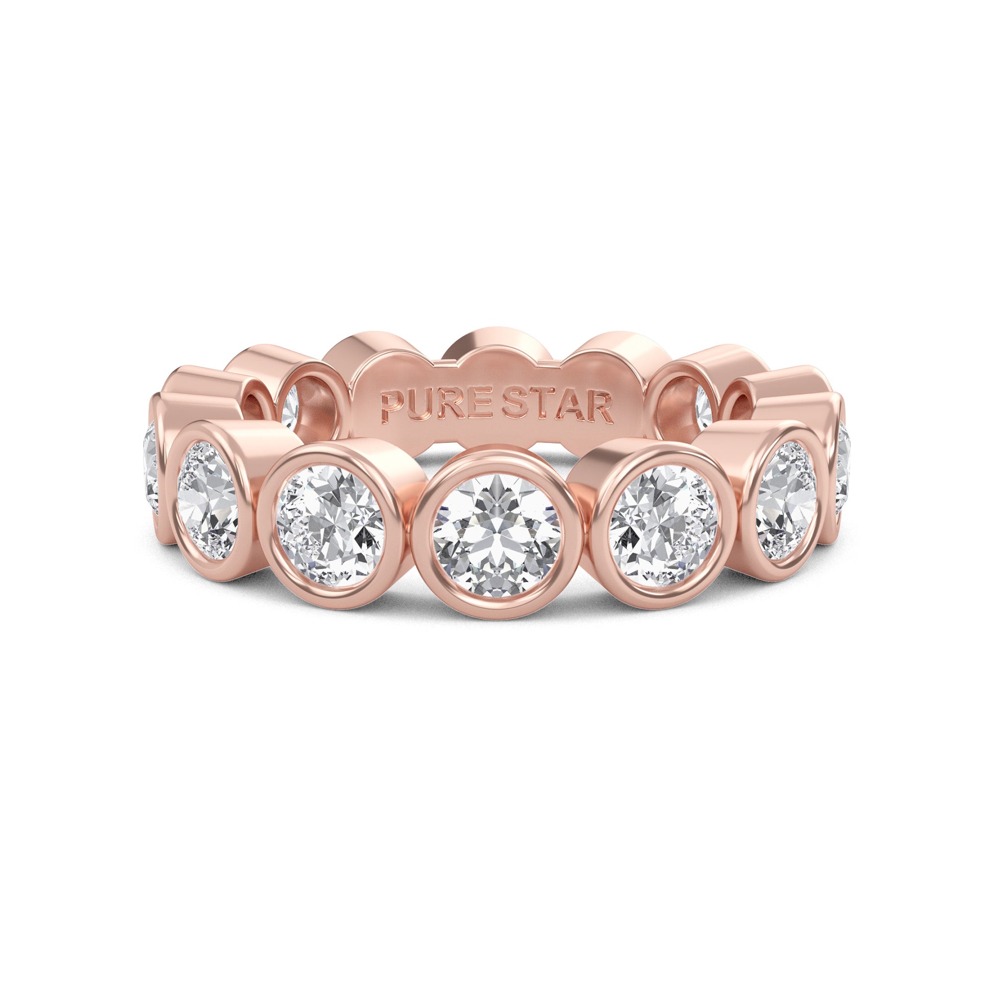 Azari Bezel Eternity Band Rose Gold Ring with Round Brilliant Cut Lab-Grown Diamond — Elegant Diamond Ring for Women