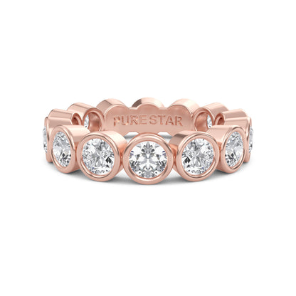 Azari Bezel Eternity Band Rose Gold Ring with Round Brilliant Cut Lab-Grown Diamond — Elegant Diamond Ring for Women
