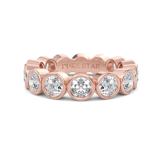 Azari Bezel Eternity Band Rose Gold Ring with Round Brilliant Cut Lab-Grown Diamond — Elegant Diamond Ring for Women