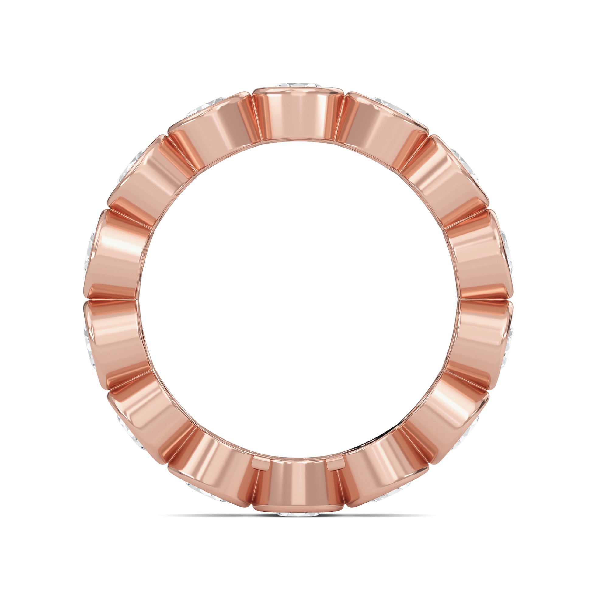 Azari Bezel Eternity Band Rose Gold Ring with Round Brilliant Cut Lab-Grown Diamond — Elegant Diamond Ring for Women