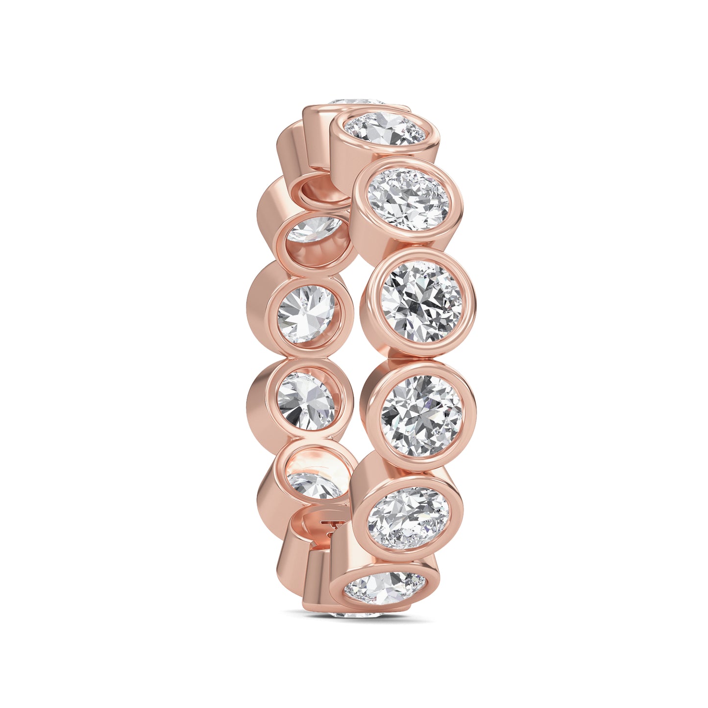 Azari Bezel Eternity Band Rose Gold Ring with Round Brilliant Cut Lab-Grown Diamond — Elegant Diamond Ring for Women