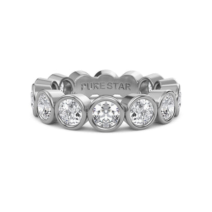 Azari Bezel Eternity Band White Gold Ring with Round Brilliant Cut Lab-Grown Diamond — Elegant Diamond Ring for Women