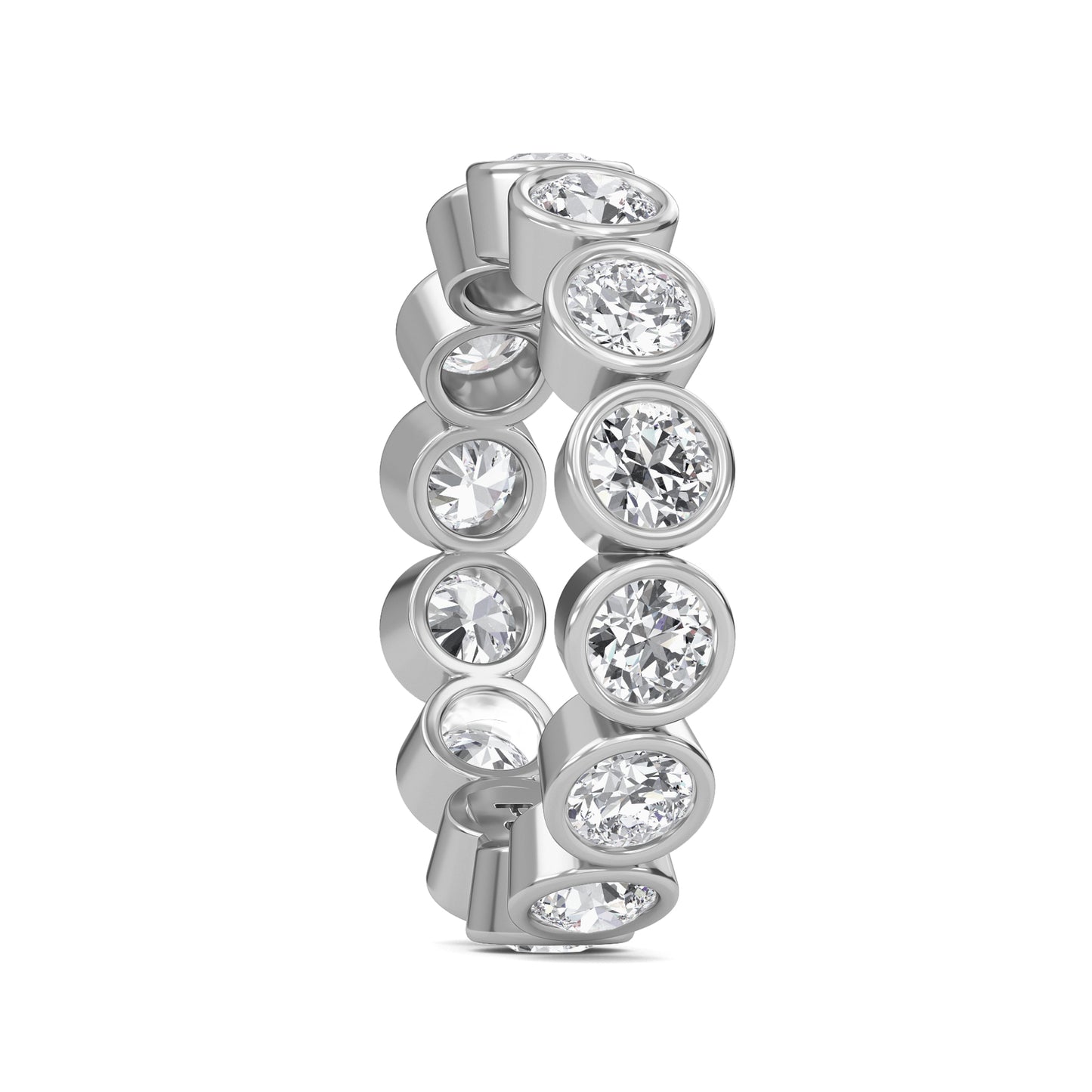 Azari Bezel Eternity Band White Gold Ring with Round Brilliant Cut Lab-Grown Diamond — Elegant Diamond Ring for Women