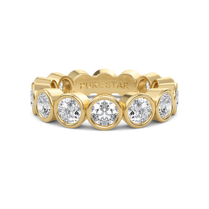 Azari Bezel Eternity Band Yellow Gold Ring with Round Brilliant Cut Lab-Grown Diamond — Elegant Diamond Ring for Women