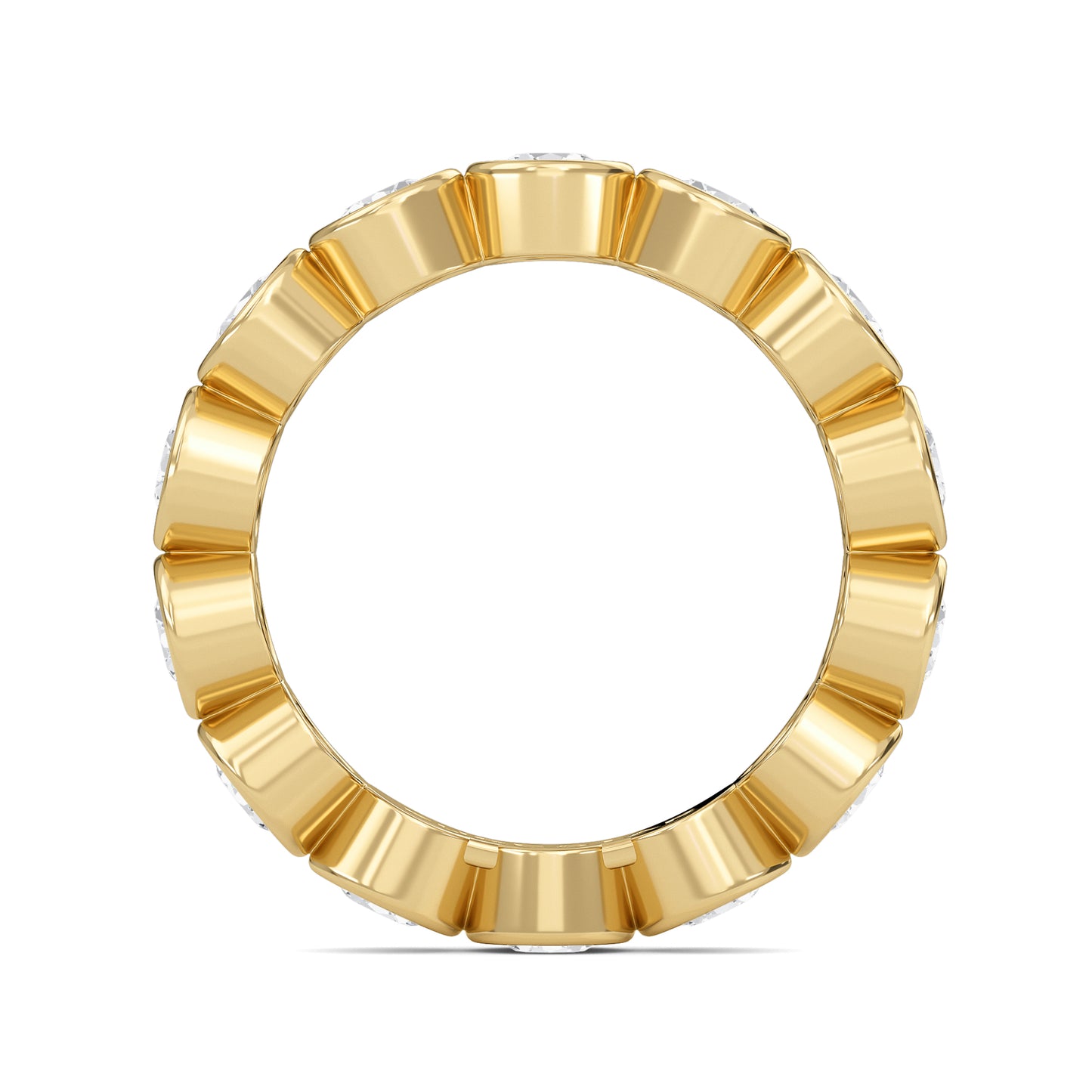 Azari Bezel Eternity Band Yellow Gold Ring with Round Brilliant Cut Lab-Grown Diamond — Elegant Diamond Ring for Women