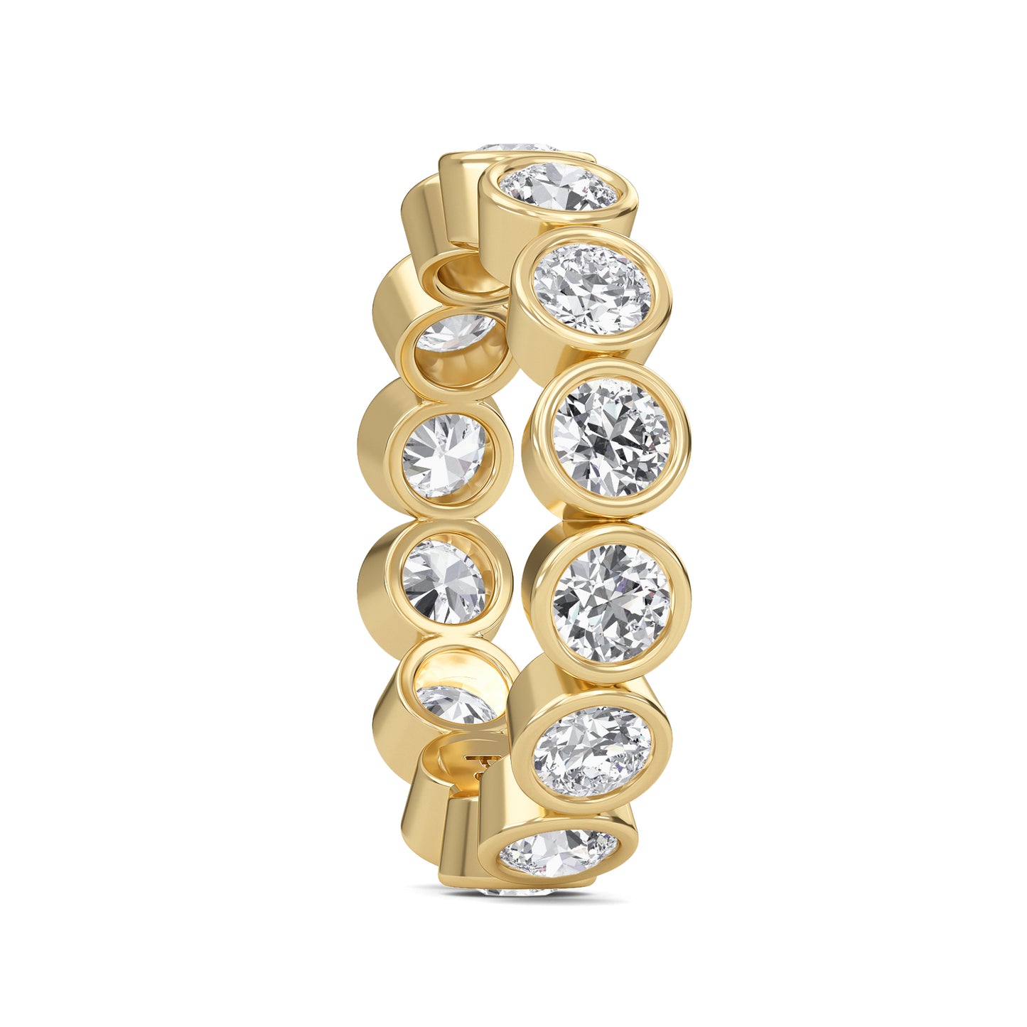 Azari Bezel Eternity Band Yellow Gold Ring with Round Brilliant Cut Lab-Grown Diamond — Elegant Diamond Ring for Women