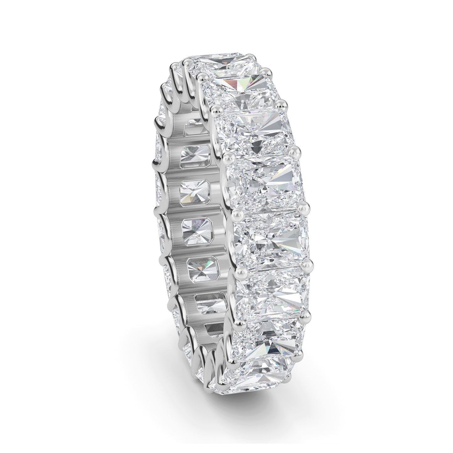 Finley Radiant cut lab-grown diamond U Prong eternity White Gold band ring for women - elegant and sustainable jewelry by Wenoor