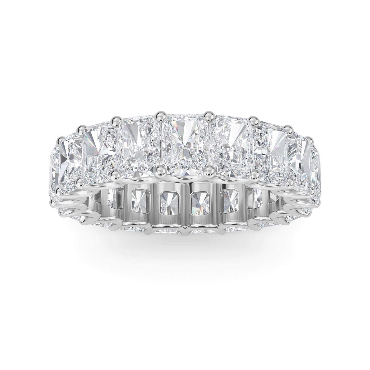 Finley Radiant cut lab-grown diamond U Prong eternity White Gold band ring for women - elegant and sustainable jewelry by Wenoor