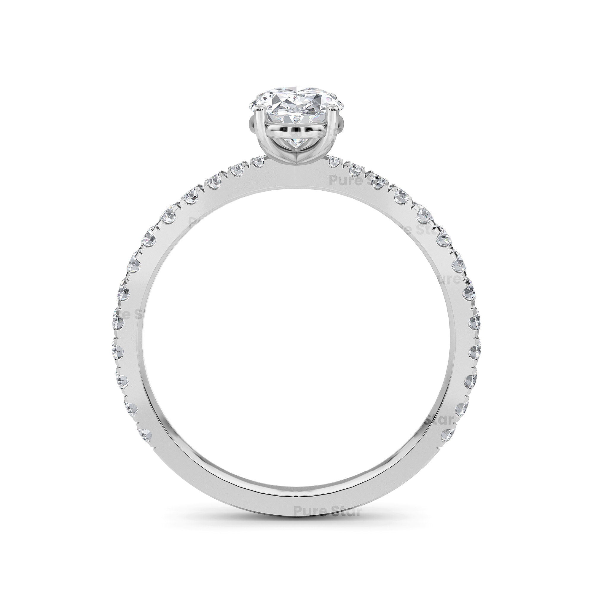 Oval Lab Grown Diamond Engagement Ring Oval Lab Diamond Anniversary Ring Oval Brilliant Lab Diamond Ring Oval Accent Proposal Ring for Her