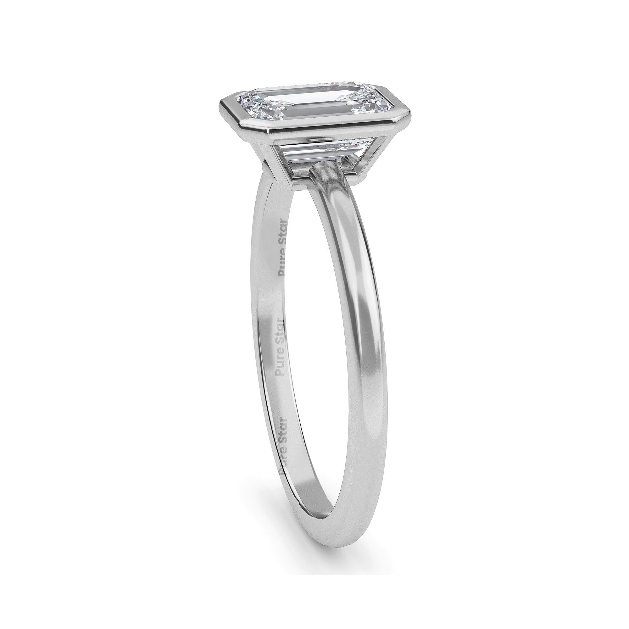 2 Carat IGI Certified DE color VVSVS Clarity Emerald Cut Lab Grown Diamond Solitaire Bezel Engagement Ring 14k Yellow Gold Proposal Ring