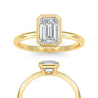 2 Carat IGI Certified DE color VVSVS Clarity Emerald Cut Lab Grown Diamond Solitaire Bezel Engagement Ring 14k Yellow Gold Proposal Ring