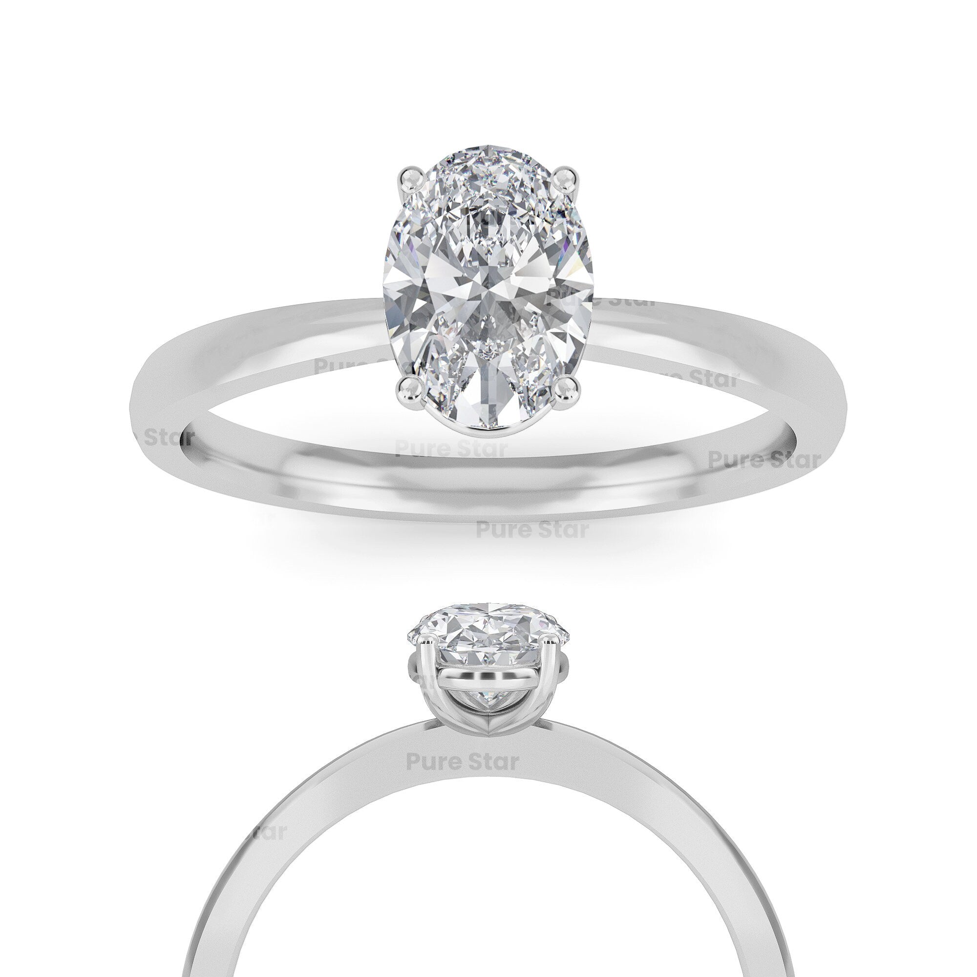 Oval Lab Grown Diamond Engagement Ring Solitaire Wedding Ring 1st Anniversary Ring Gift Simple Oval Diamond Ring for Proposal Oval Brilliant