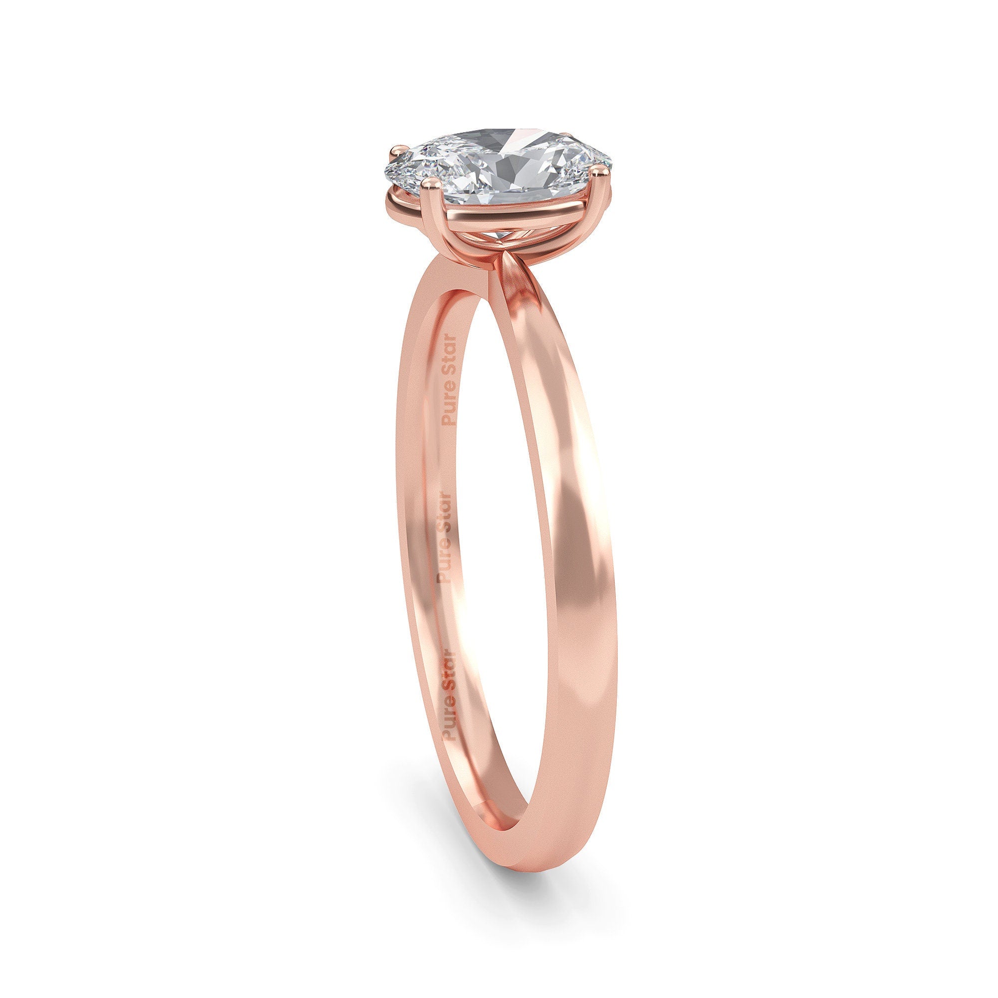 Oval Lab Grown Diamond Engagement Ring Solitaire Wedding Ring 1st Anniversary Ring Gift Simple Oval Diamond Ring for Proposal Oval Brilliant