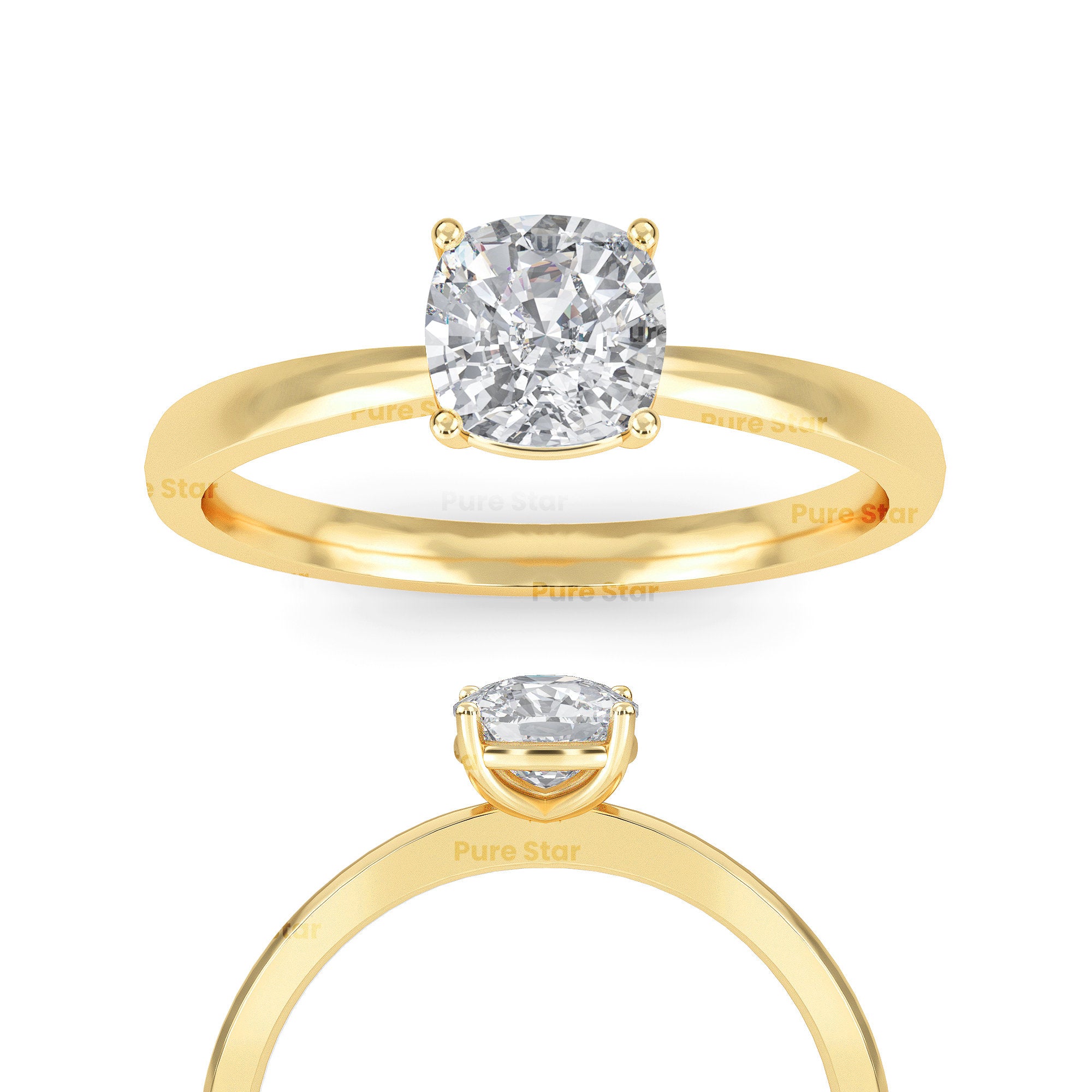 Cushion cut diamond Engagement Ring Unique Vintage 2 Carat Lab Grown Diamond Engagement Ring 14K Solid Gold IGI Certified Diamond Ring