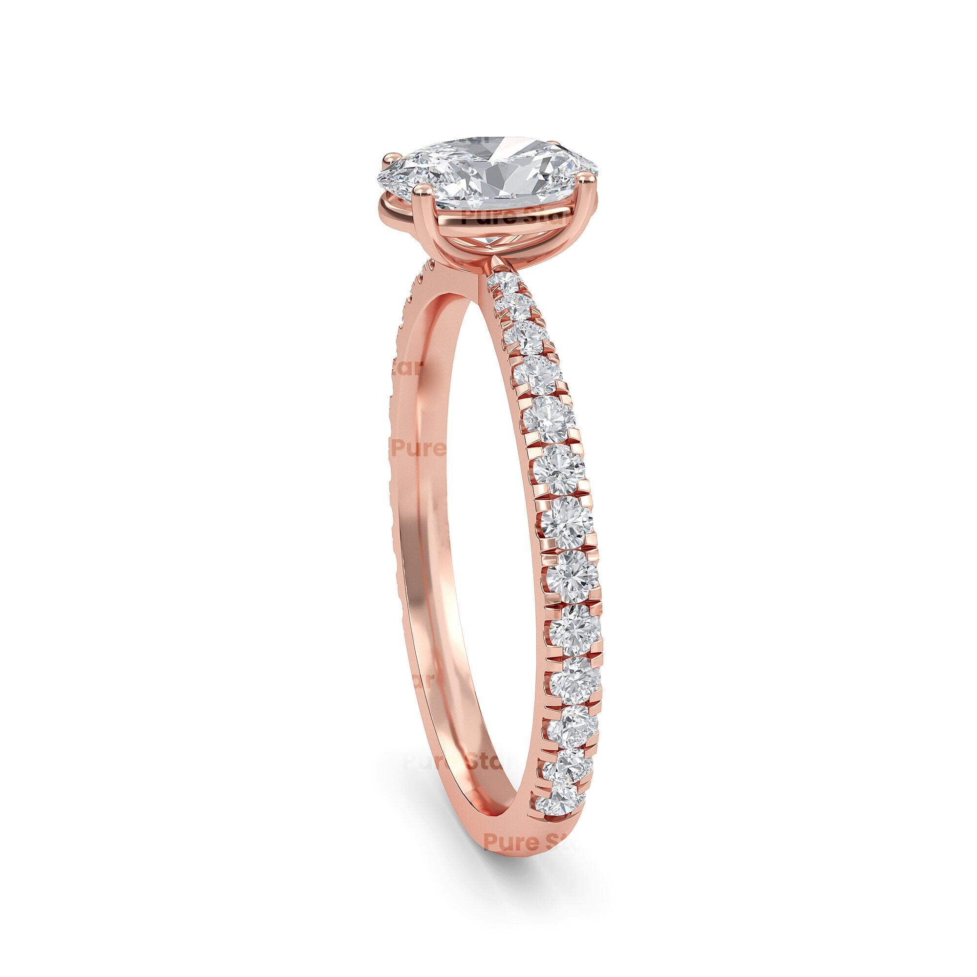 Oval Lab Grown Diamond Engagement Ring Oval Lab Diamond Anniversary Ring Oval Brilliant Lab Diamond Ring Oval Accent Proposal Ring for Her