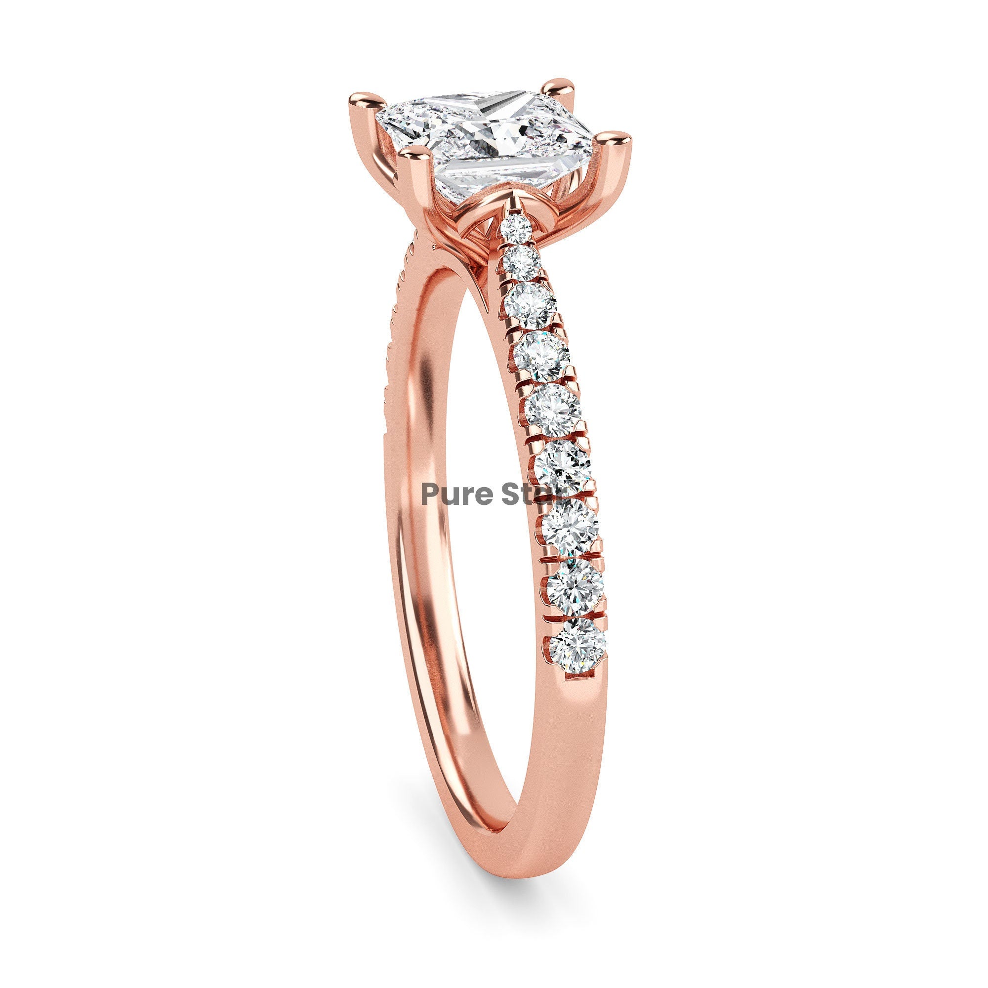 2ct Princess Cut Lab Grown Diamond Ring with Halo, Women's Elegant Lab-Made Engagement Ring, Christmas Gift For Her