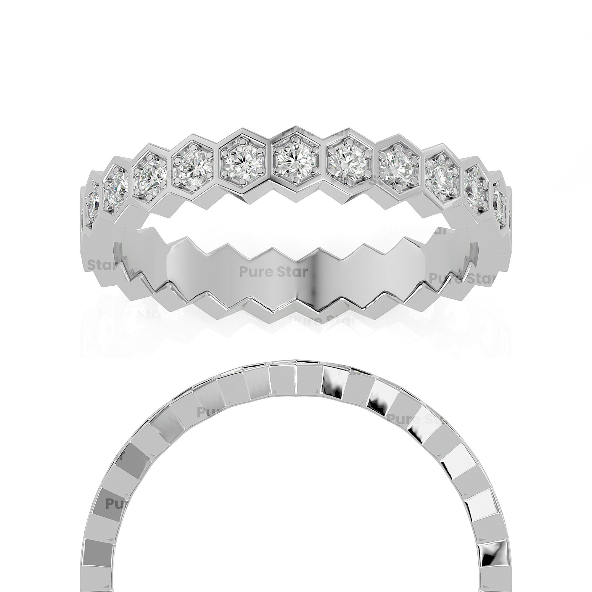 Full Eternity Wedding Band Real Lab Grown Diamond Ring Round Cut Diamond Stacking Ring Minimalist Stackable Ring for Women Anniversary Gifts