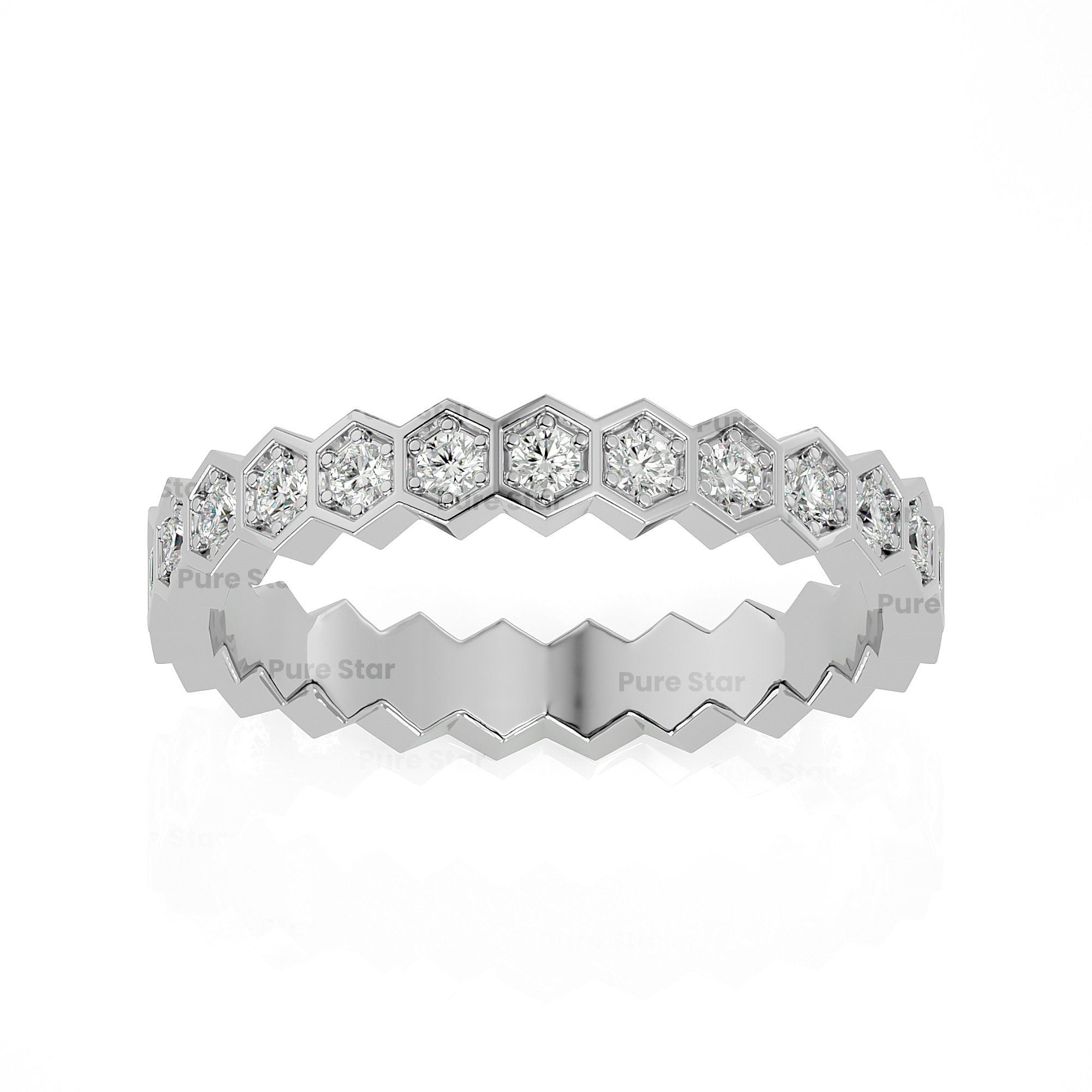 Full Eternity Wedding Band Real Lab Grown Diamond Ring Round Cut Diamond Stacking Ring Minimalist Stackable Ring for Women Anniversary Gifts