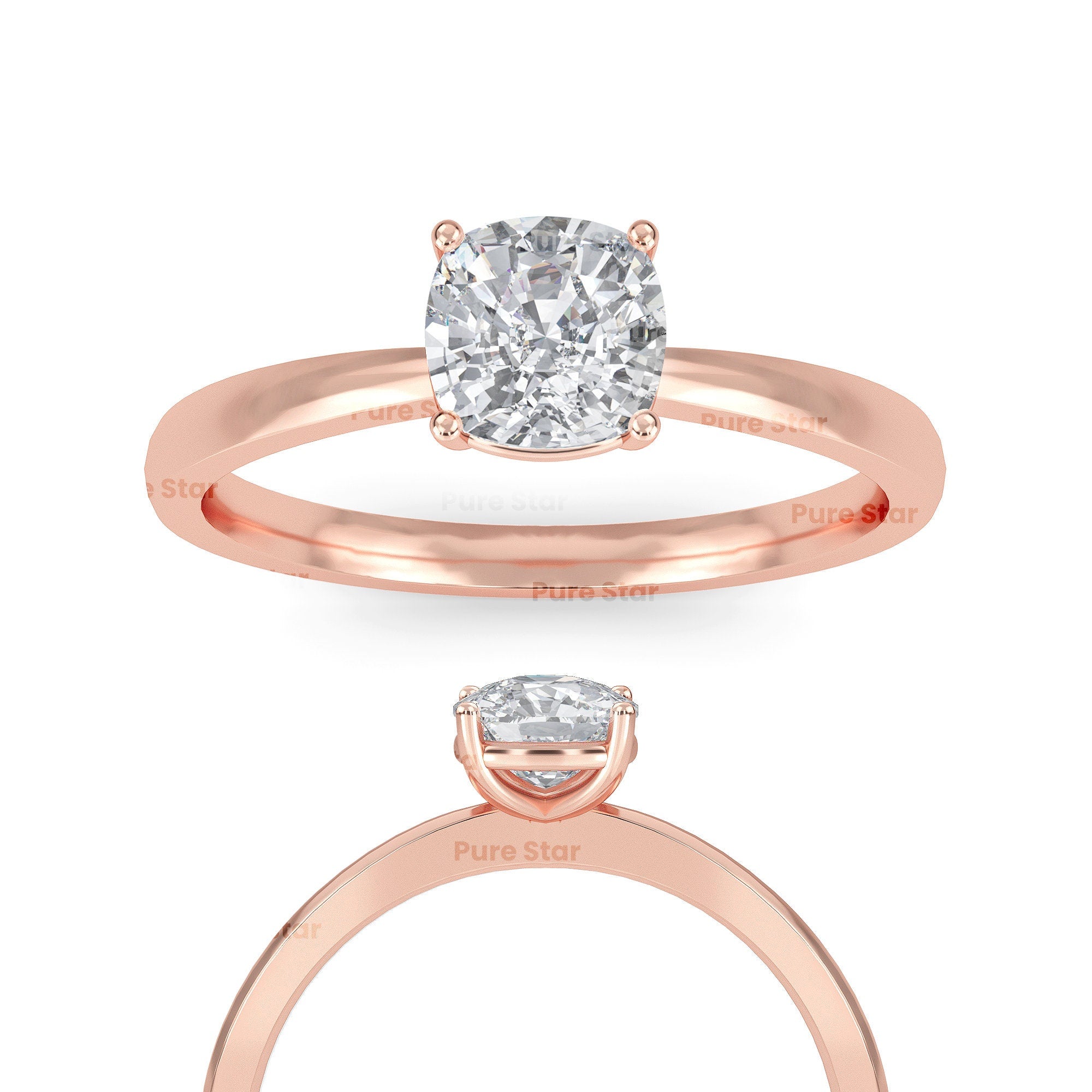 Cushion cut diamond Engagement Ring Unique Vintage 2 Carat Lab Grown Diamond Engagement Ring 14K Solid Gold IGI Certified Diamond Ring
