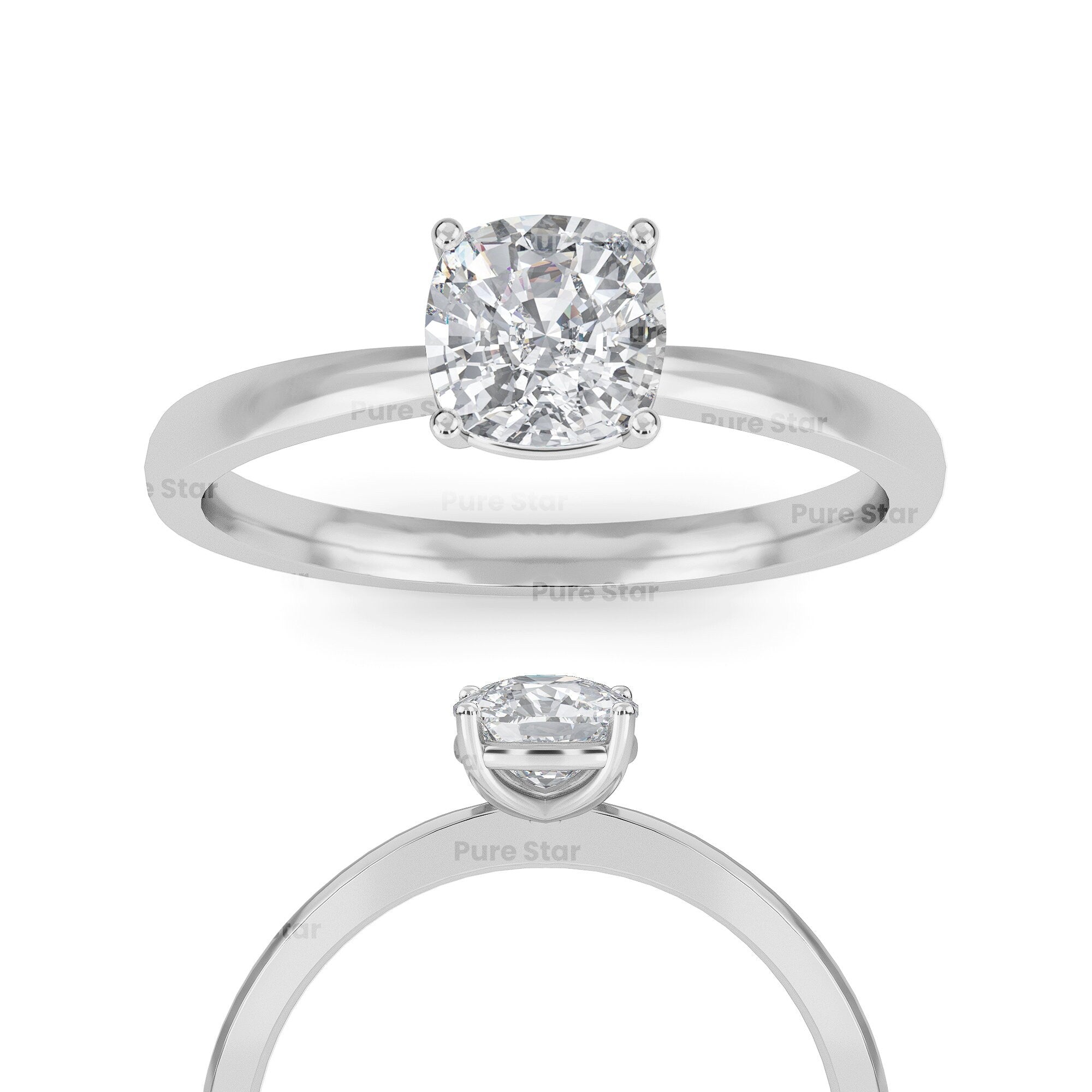 Cushion cut diamond Engagement Ring Unique Vintage 2 Carat Lab Grown Diamond Engagement Ring 14K Solid Gold IGI Certified Diamond Ring