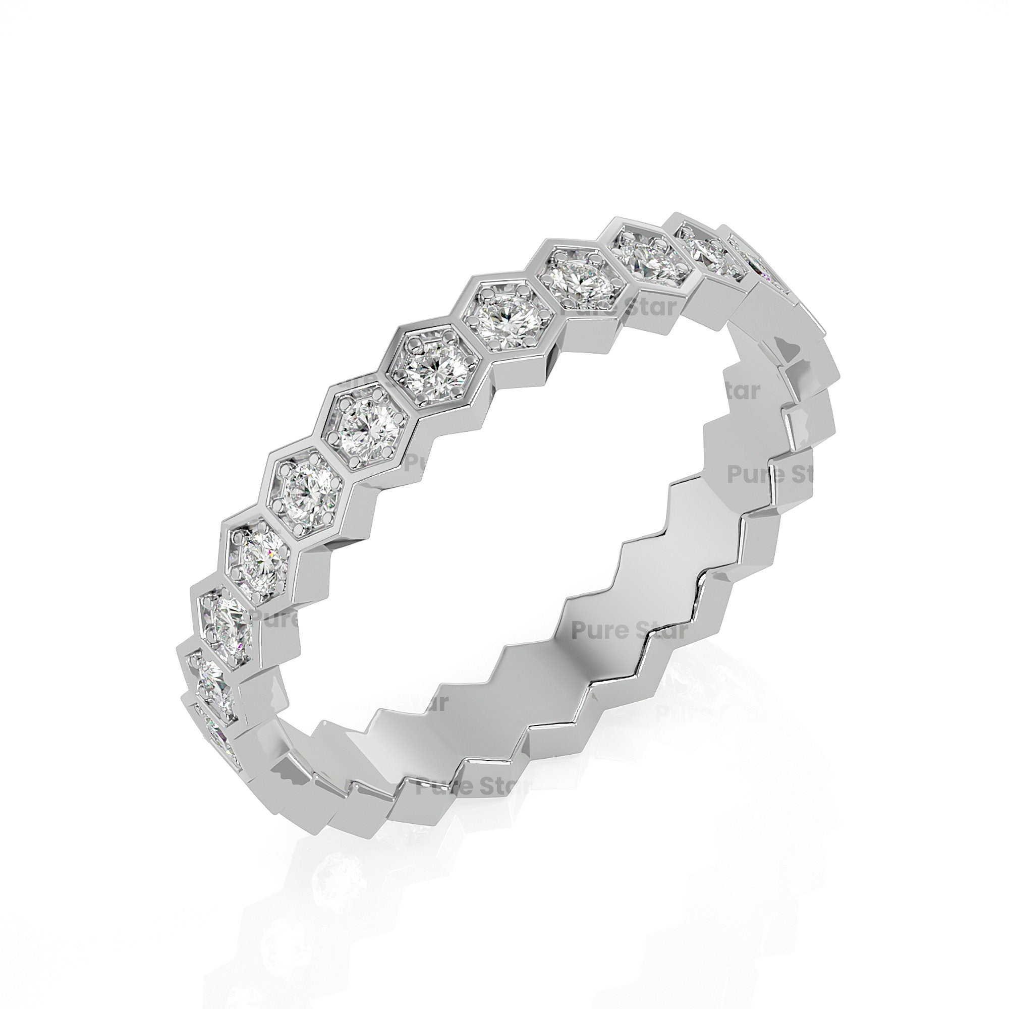 Full Eternity Wedding Band Real Lab Grown Diamond Ring Round Cut Diamond Stacking Ring Minimalist Stackable Ring for Women Anniversary Gifts
