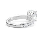 Round Halo Lab Grown Diamond Ring, 14K Gold Engagement Ring, Round Solitaire With Accents Band, Anniversary Gift for Her, Diamond Ring