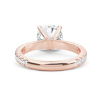 Round Halo Lab Grown Diamond Ring, 14K Gold Engagement Ring, Round Solitaire With Accents Band, Anniversary Gift for Her, Diamond Ring