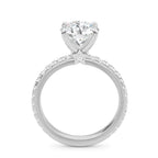 Round Halo Lab Grown Diamond Ring, 14K Gold Engagement Ring, Round Solitaire With Accents Band, Anniversary Gift for Her, Diamond Ring