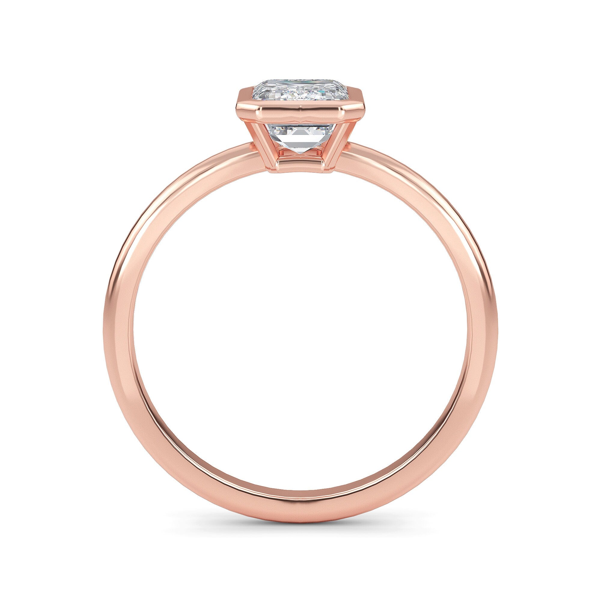 2 Carat IGI Certified DE color VVSVS Clarity Emerald Cut Lab Grown Diamond Solitaire Bezel Engagement Ring 14k Yellow Gold Proposal Ring
