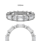 Lab Grown Diamond Wedding Band, 14k Gold Emerald & Round Cut Full Eternity Lab Grown Diamond Anniversary Ring, Bridal Ring For Her