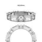 Lab Grown Diamond Wedding Band, 14k Gold Emerald & Round Cut Full Eternity Lab Grown Diamond Anniversary Ring, Bridal Ring For Her