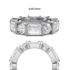 Lab Grown Diamond Wedding Band, 14k Gold Emerald & Round Cut Full Eternity Lab Grown Diamond Anniversary Ring, Bridal Ring For Her