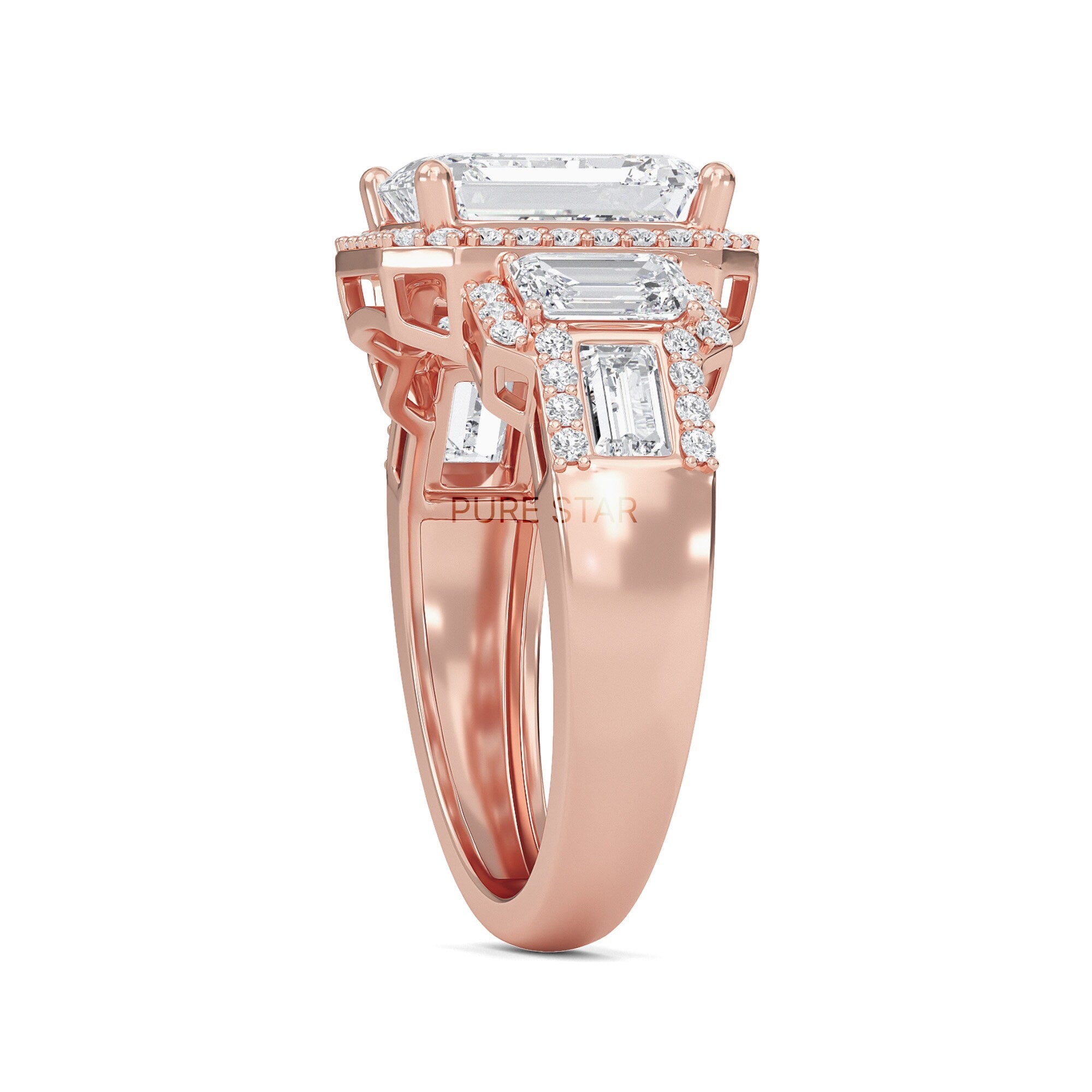 Emerald Cut Lab Diamond Eternity Band - Anniversary Bridal Ring