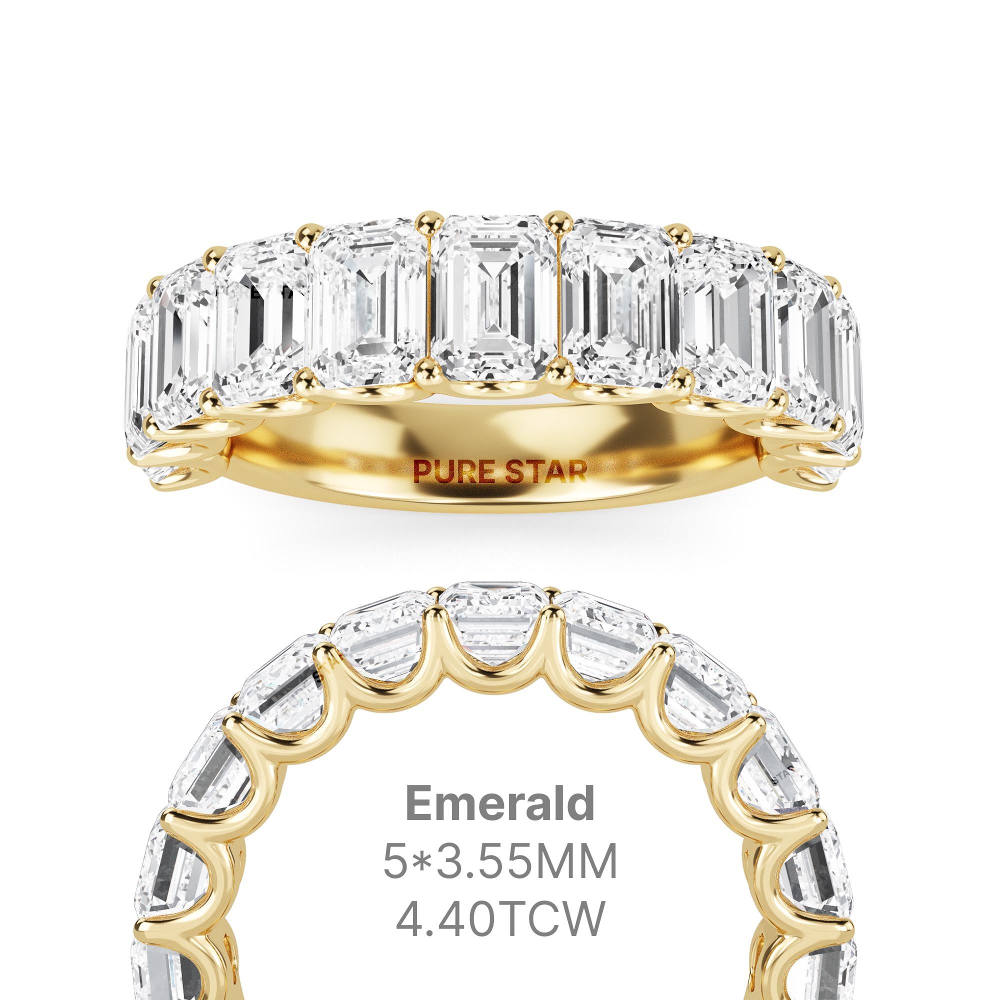 Lab Grown Diamond Eternity Band: White Gold, Emerald Cut